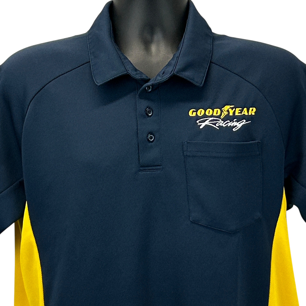 Goodyear Racing Polo Shirt Mens M Medium Blue Motorsports Auto Racing Boardroom